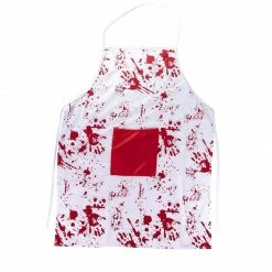 Blue Panda Halloween Bloody Butcher Costume - 3-Set Killer Dress Up, Apron Chef Hat Fake Cleaver, Unisex White