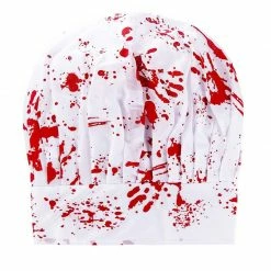 Blue Panda Halloween Bloody Butcher Costume - 3-Set Killer Dress Up, Apron Chef Hat Fake Cleaver, Unisex White