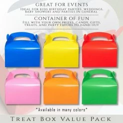 Blue Panda Pack Of 24 Paper Treat Boxes - Gable Favor Boxes - Fun Party Play Goodie Boxes - 2 Dozen Pastel Pink Birthday Party Shower Loot Gift Boxes - 24 Count - 6.2 X 3.5 X 3.6 Inches