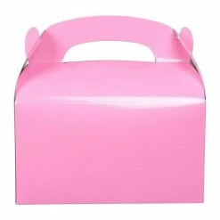 Blue Panda Pack Of 24 Paper Treat Boxes - Gable Favor Boxes - Fun Party Play Goodie Boxes - 2 Dozen Pastel Pink Birthday Party Shower Loot Gift Boxes - 24 Count - 6.2 X 3.5 X 3.6 Inches