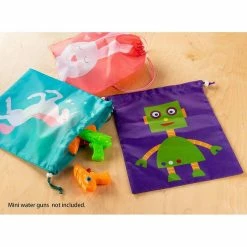 Blue Panda Special Occasions Drawstring Bags - 15-Pack Party Favor Bag For Kids Birthday, Baby Shower - Giveaway Gift Bag, Goodie Bag, Treat Bags Party Supplies - 5 Designs, Unicorn, Hedgehog, Bunny, Robot, Llama, 10 X 12 Inches