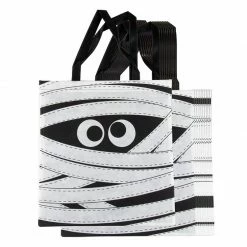 Blue Panda Halloween Trick Or Treat Bags, Reusable Party Favor Totes, Mummy Design (12 Pack)