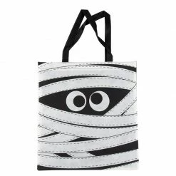 Blue Panda Halloween Trick Or Treat Bags, Reusable Party Favor Totes, Mummy Design (12 Pack)
