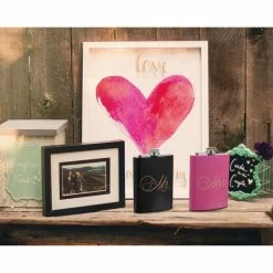 Blue Panda Liquor Flasks - 2-Piece, 8 Oz Mr And Mrs Pocket Drinking Flasks, Stainless Steel Flask Set With Funnel, Wedding Gifts For Bride And Groom, Black And Pink