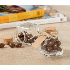 Blue Panda Special Occasions Clear Glass Bottles With Cork Lids- 15-Pack Of Mini Transparent Squared Jars With Stoppers For Vintage Wedding Decoration, DIY, Home, Party Favors, 1.7-Ounce