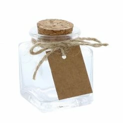 Blue Panda Special Occasions Clear Glass Bottles With Cork Lids- 15-Pack Of Mini Transparent Squared Jars With Stoppers For Vintage Wedding Decoration, DIY, Home, Party Favors, 1.7-Ounce