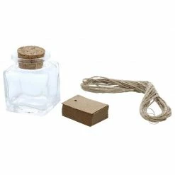 Blue Panda Special Occasions Clear Glass Bottles With Cork Lids- 15-Pack Of Mini Transparent Squared Jars With Stoppers For Vintage Wedding Decoration, DIY, Home, Party Favors, 1.7-Ounce