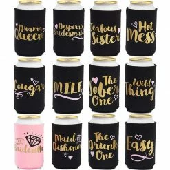 Blue Panda Special Occasions Bachelorette Can Sleeves For Cold Drinks, Party Favors (12 Designs, 12 Pack)