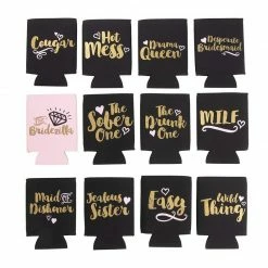 Blue Panda Special Occasions Bachelorette Can Sleeves For Cold Drinks, Party Favors (12 Designs, 12 Pack)