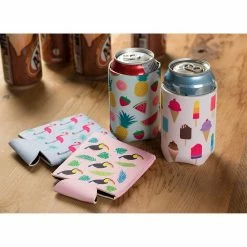 Blue Panda 12-Pack Summer Beer Can Sleeves (Flamingo, Tropical Fruit, Toucan, Ice Cream) Beach And Luau