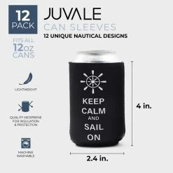 Blue Panda Beach And Luau Beach Themed Insulated Neoprene Beer & Soda Sleeve Covers, Fits 12 Oz Cans (12 Pack)