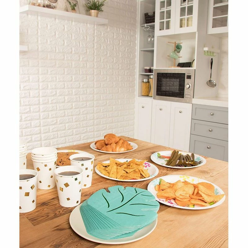 Blue Panda Green Leaf Shape Paper Napkins For Hawaiian Luau Party (6.4 X 6.2 In, 50 Pack) 4 Blue Panda Green Leaf Shape Paper Napkins For Hawaiian Luau Party (6.4 X 6.2 In, 50 Pack)