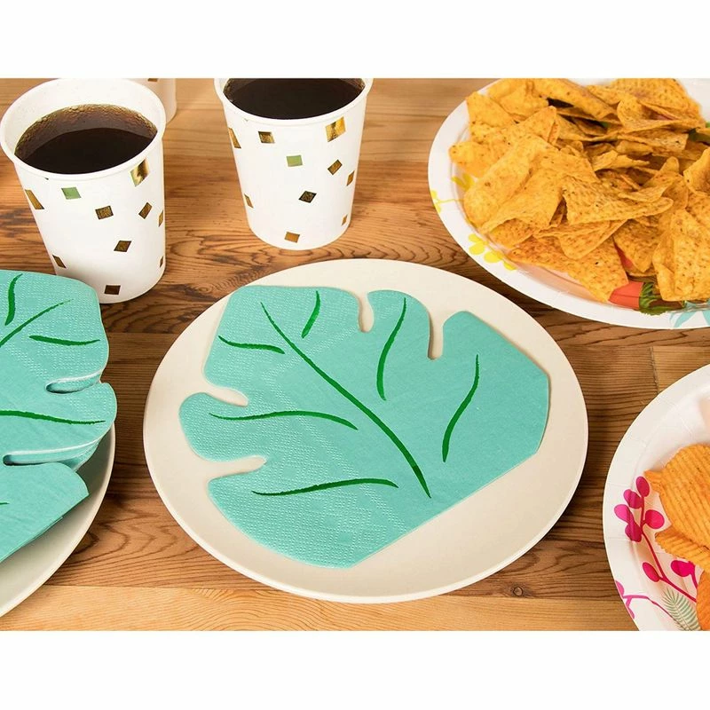 Blue Panda Green Leaf Shape Paper Napkins For Hawaiian Luau Party (6.4 X 6.2 In, 50 Pack) 5 Blue Panda Green Leaf Shape Paper Napkins For Hawaiian Luau Party (6.4 X 6.2 In, 50 Pack)