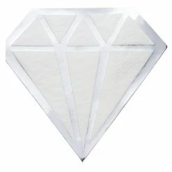 Blue Panda Silver Foil Diamond Die Cut Paper Party Napkins (6.2 X 6.2 Inches, 50 Pack)