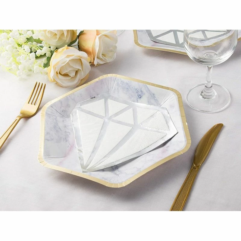 Blue Panda Silver Foil Diamond Die Cut Paper Party Napkins (6.2 X 6.2 Inches, 50 Pack) 4 Blue Panda Silver Foil Diamond Die Cut Paper Party Napkins (6.2 X 6.2 Inches, 50 Pack)