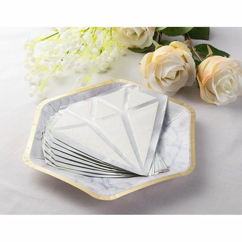 Blue Panda Silver Foil Diamond Die Cut Paper Party Napkins (6.2 X 6.2 Inches, 50 Pack) 5 Blue Panda Silver Foil Diamond Die Cut Paper Party Napkins (6.2 X 6.2 Inches, 50 Pack)