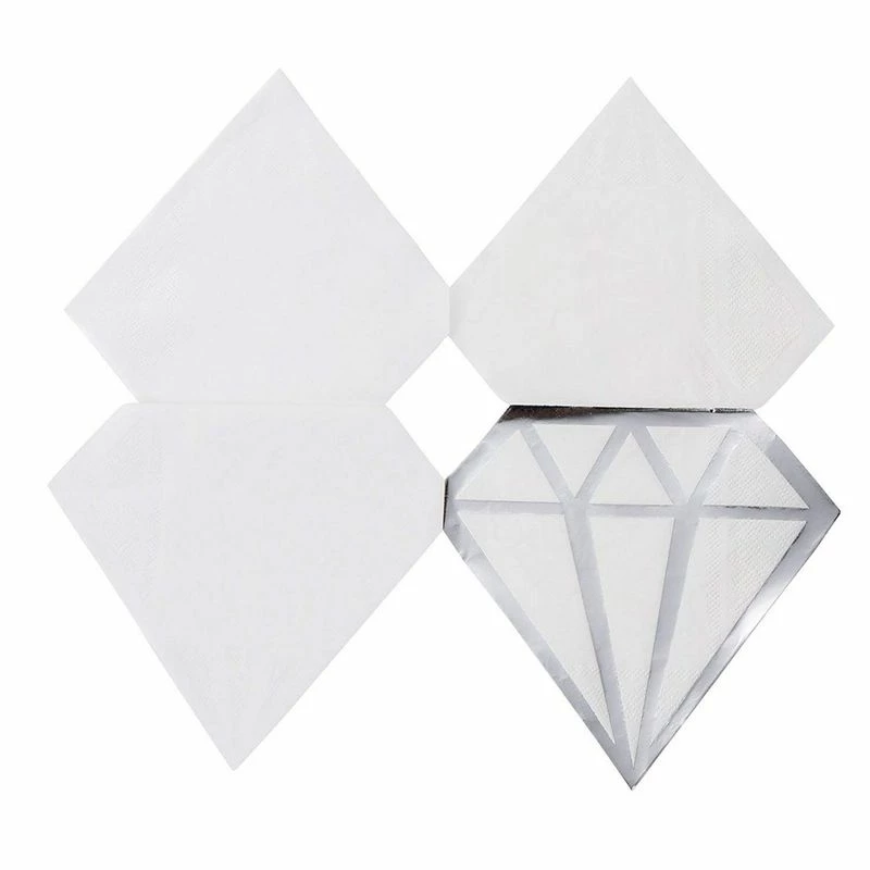 Blue Panda Silver Foil Diamond Die Cut Paper Party Napkins (6.2 X 6.2 Inches, 50 Pack) 6 Blue Panda Silver Foil Diamond Die Cut Paper Party Napkins (6.2 X 6.2 Inches, 50 Pack)