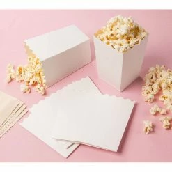 Blue Panda White Popcorn Boxes, Movie Night Decorations (3.3 X 5.5 X 3.5 In, 100-Pack)