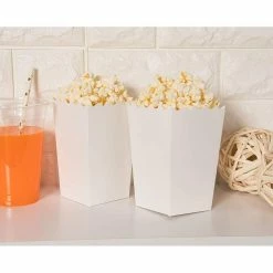 Blue Panda White Popcorn Boxes, Movie Night Decorations (3.3 X 5.5 X 3.5 In, 100-Pack)