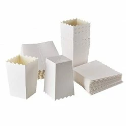 Blue Panda White Popcorn Boxes, Movie Night Decorations (3.3 X 5.5 X 3.5 In, 100-Pack)