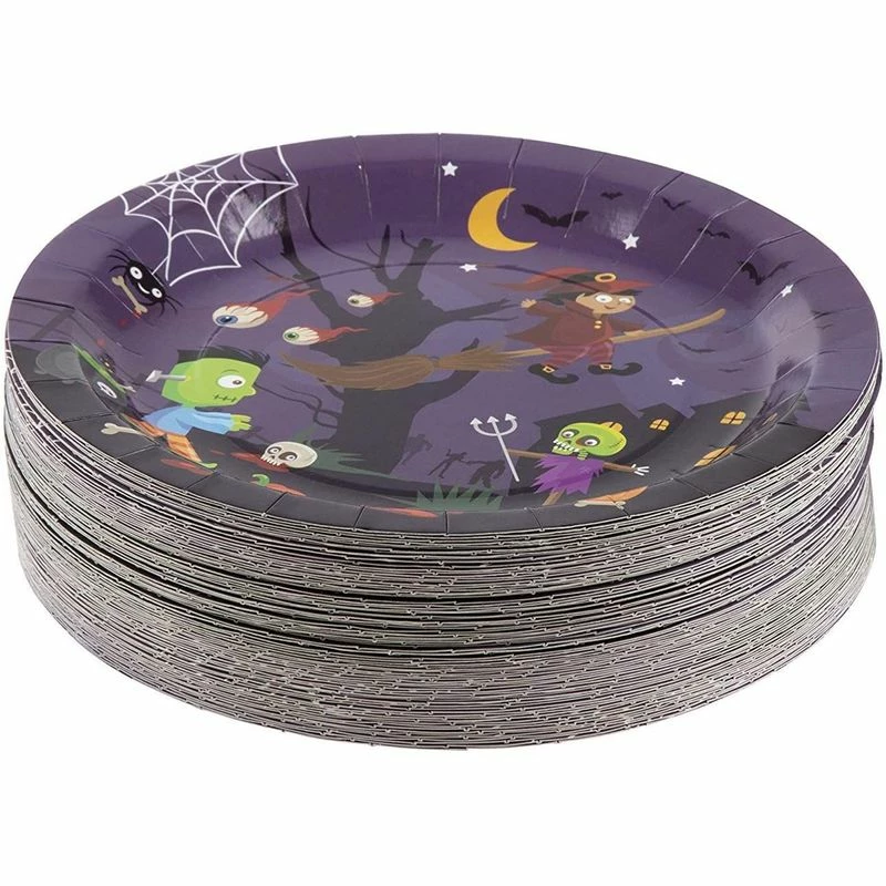 Blue Panda Disposable Plates - 80-Count Paper Plates, Halloween Party Supplies For Appetizer, Lunch, Dinner, And Dessert, Witch And Monsters Design, 9 Inches Diameter 8 Blue Panda Disposable Plates - 80-Count Paper Plates, Halloween Party Supplies For Appetizer, Lunch, Dinner, And Dessert, Witch And Monsters Design, 9 Inches Diameter