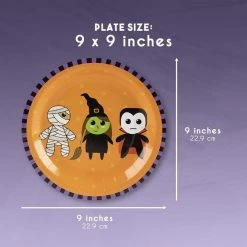 Blue Panda Halloween Party Supplies Paper Plates, Witch, Vampire, Mummy (9 In, 80 Count)