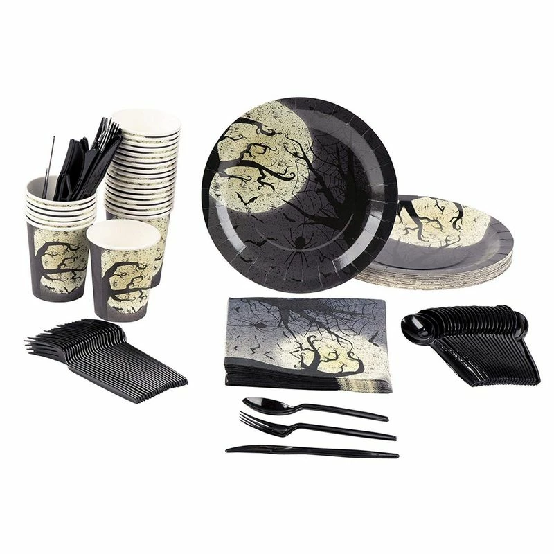 Blue Panda Full Moon Halloween Party Bundle, Includes Plates, Napkins, Cups, And Cutlery (24 Guests,144 Pieces) Special Occasions 3 Blue Panda Full Moon Halloween Party Bundle, Includes Plates, Napkins, Cups, And Cutlery (24 Guests,144 Pieces) Special Occasions