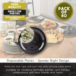 Blue Panda Halloween Party Supplies, Paper Plates Full Moon And Bat Design (9 In, 80 Pack) 12 Blue Panda Halloween Party Supplies, Paper Plates Full Moon And Bat Design (9 In, 80 Pack)