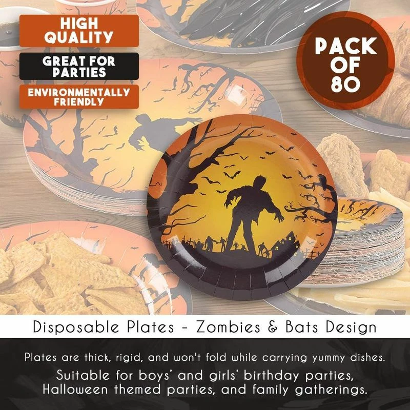 Blue Panda Halloween Party Supplies Zombie Paper Plates (9 In, 80 Pack) 6 Blue Panda Halloween Party Supplies Zombie Paper Plates (9 In, 80 Pack)