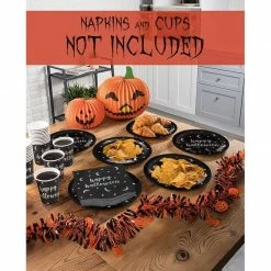 Blue Panda Holographic Happy Halloween Paper Plates For Party (9 In, Black, 48 Pack)