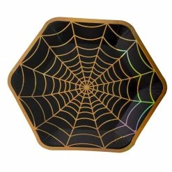 Blue Panda Halloween Party Paper Plates, Spider Web Design, Disposable (9 X 8 In, 50 Pack) Special Occasions