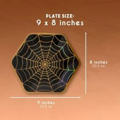 Blue Panda Halloween Party Paper Plates, Spider Web Design, Disposable (9 X 8 In, 50 Pack) Special Occasions