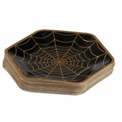 Blue Panda Halloween Party Paper Plates, Spider Web Design, Disposable (9 X 8 In, 50 Pack) Special Occasions