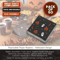 Blue Panda Special Occasions Halloween Party Decorations, Paper Napkins (5 X 5 In, Black, 50 Pack)