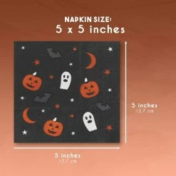 Blue Panda Special Occasions Halloween Party Decorations, Paper Napkins (5 X 5 In, Black, 50 Pack)