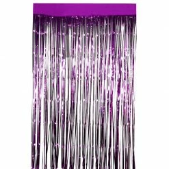 Blue Panda Foil Fringe Curtains - 3-Pack Metallic Purple Foil Curtain, Metallic Tinsel Foil Fringe Curtain For Wedding Photo Backdrop, Birthday Party, Halloween Decoration, Photo-Booth Background, 8 X 3 Feet