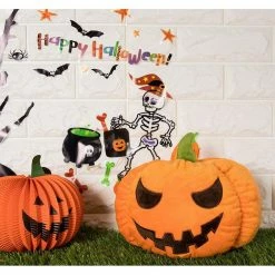 Blue Panda Pumpkin Stuffed Animals, Halloween Plush Toy For Kids (5.9 X 9 In)