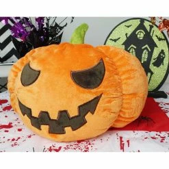 Blue Panda Pumpkin Stuffed Animals, Halloween Plush Toy For Kids (5.9 X 9 In)