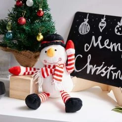 Blue Panda Snowman Plush Toy - Blizzard The Snowman Kids Soft Stuffed Toy, Fun Christmas Holiday Party Gifts For Girls And Boys, Festive Decoration, White, 7.7 X 7 Inches