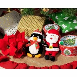 Blue Panda Cute Penguin Stuffed Animal - Puffy The Penguin Kids Soft Plush Toy, Fun Christmas Holiday Party Gifts For Girls And Boys, Festive Decoration, 6.5 X 4.2 X 8 Inches