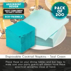 Blue Panda Teal Green Party Decorations, Paper Napkins (5 X 5 In, 200 Pack) 12 Blue Panda Teal Green Party Decorations, Paper Napkins (5 X 5 In, 200 Pack)