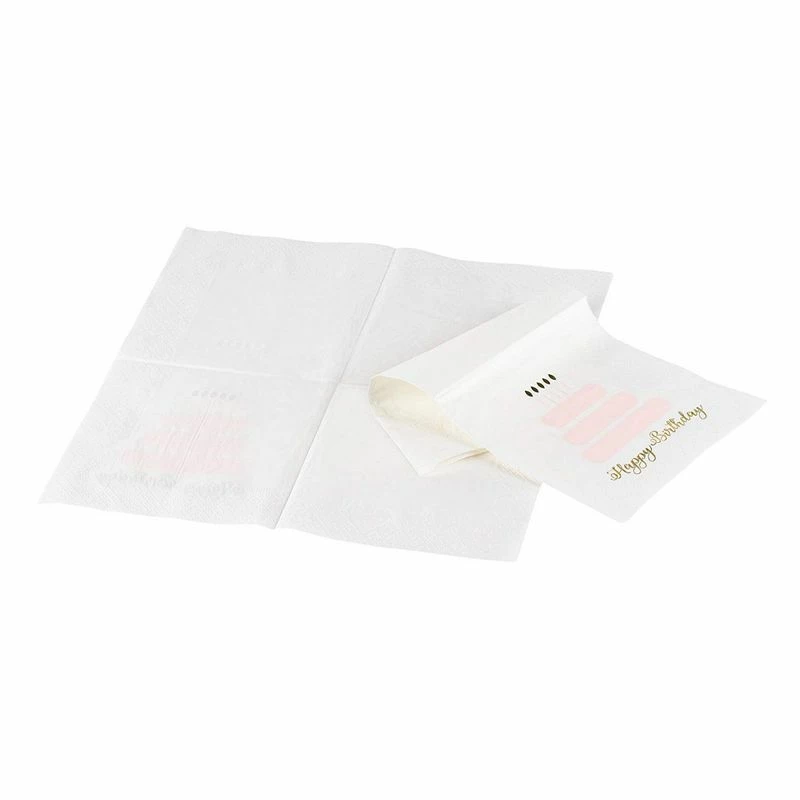 Blue Panda 100 Pack Happy Birthday Napkins, 3-ply Gold Foil Disposable Cocktail Paper Napkins, Folded 5 X 5 Inches, Pink And White Cake Design 3 Blue Panda 100 Pack Happy Birthday Napkins, 3-ply Gold Foil Disposable Cocktail Paper Napkins, Folded 5 X 5 Inches, Pink And White Cake Design
