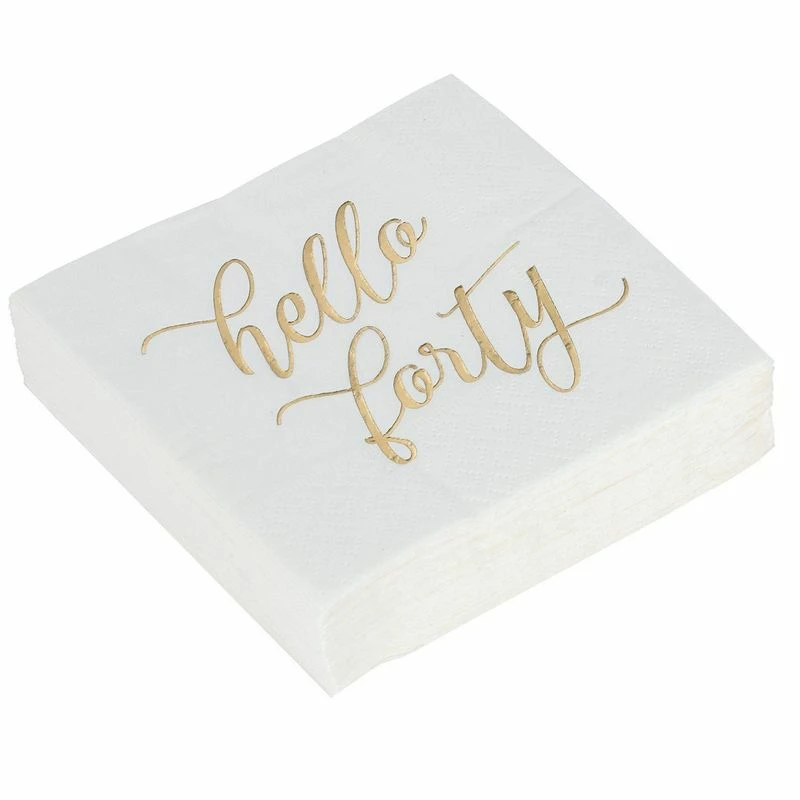 Blue Panda Hello Forty Birthday Napkins With Gold Foil Details (5 X 5 In, White, 50 Pack) 3 Blue Panda Hello Forty Birthday Napkins With Gold Foil Details (5 X 5 In, White, 50 Pack)