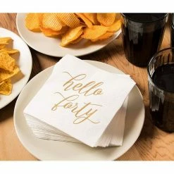 Blue Panda Hello Forty Birthday Napkins With Gold Foil Details (5 X 5 In, White, 50 Pack) 11 Blue Panda Hello Forty Birthday Napkins With Gold Foil Details (5 X 5 In, White, 50 Pack)