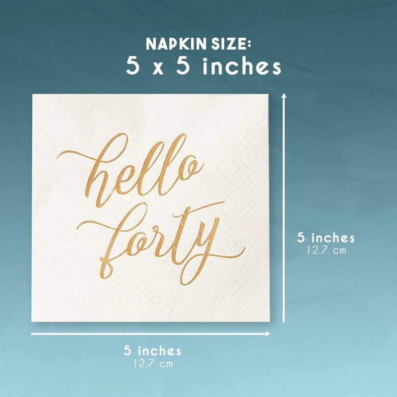 Blue Panda Hello Forty Birthday Napkins With Gold Foil Details (5 X 5 In, White, 50 Pack) 7 Blue Panda Hello Forty Birthday Napkins With Gold Foil Details (5 X 5 In, White, 50 Pack)