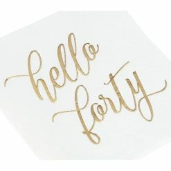 Blue Panda Hello Forty Birthday Napkins With Gold Foil Details (5 X 5 In, White, 50 Pack) 14 Blue Panda Hello Forty Birthday Napkins With Gold Foil Details (5 X 5 In, White, 50 Pack)