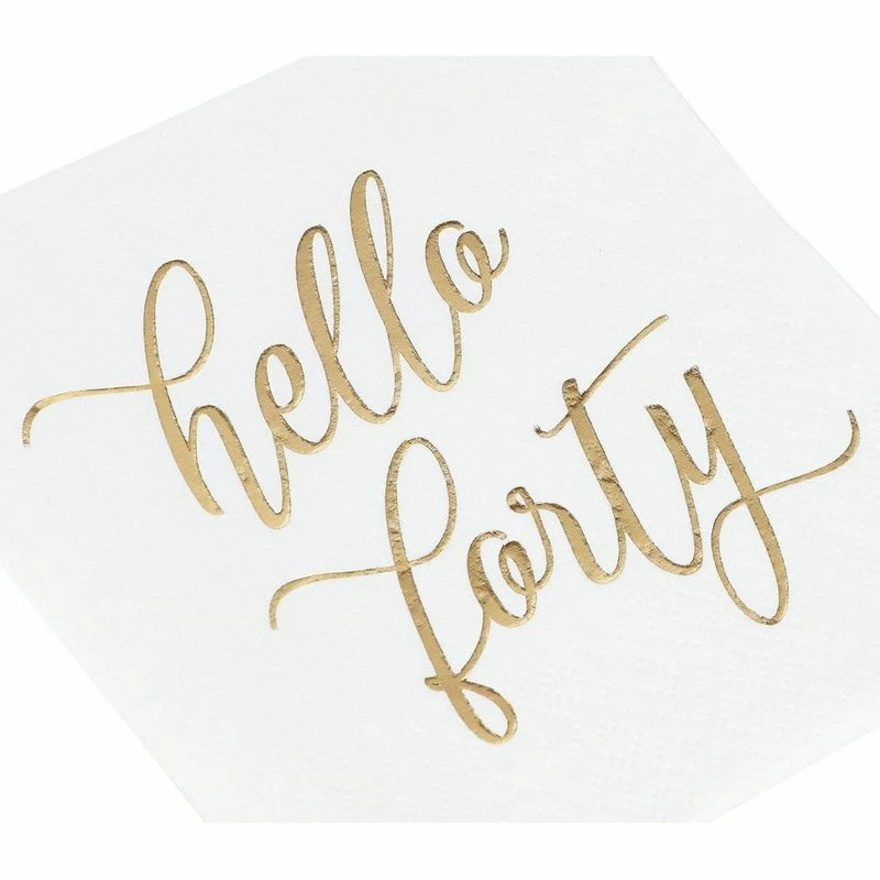 Blue Panda Hello Forty Birthday Napkins With Gold Foil Details (5 X 5 In, White, 50 Pack) 8 Blue Panda Hello Forty Birthday Napkins With Gold Foil Details (5 X 5 In, White, 50 Pack)