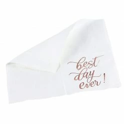 Blue Panda White Paper Napkins For Weddings, Best Day Ever (5 In, Rose Gold Foil, 50 Pack)