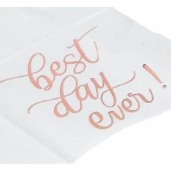 Blue Panda White Paper Napkins For Weddings, Best Day Ever (5 In, Rose Gold Foil, 50 Pack)
