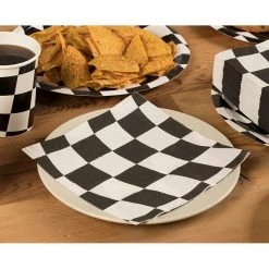 Blue Panda Checkered Flag Paper Napkins For Race Car Birthday Party (6.5 X 6.5 In, 150 Pack)